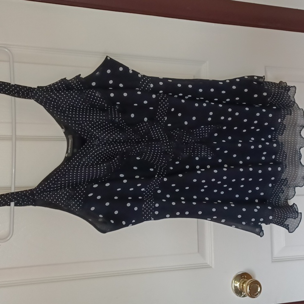 Avenue Plus Size womens Black and White Polka Dot Top